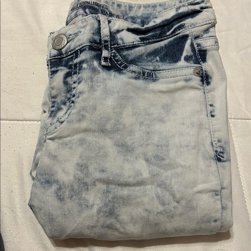 Mossimo Supply Co. Blue Tie-Dye Denim Jeggings